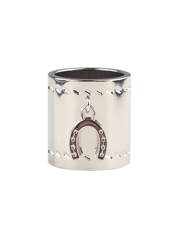 Silver Horseshoe Charm Scarf Ring
